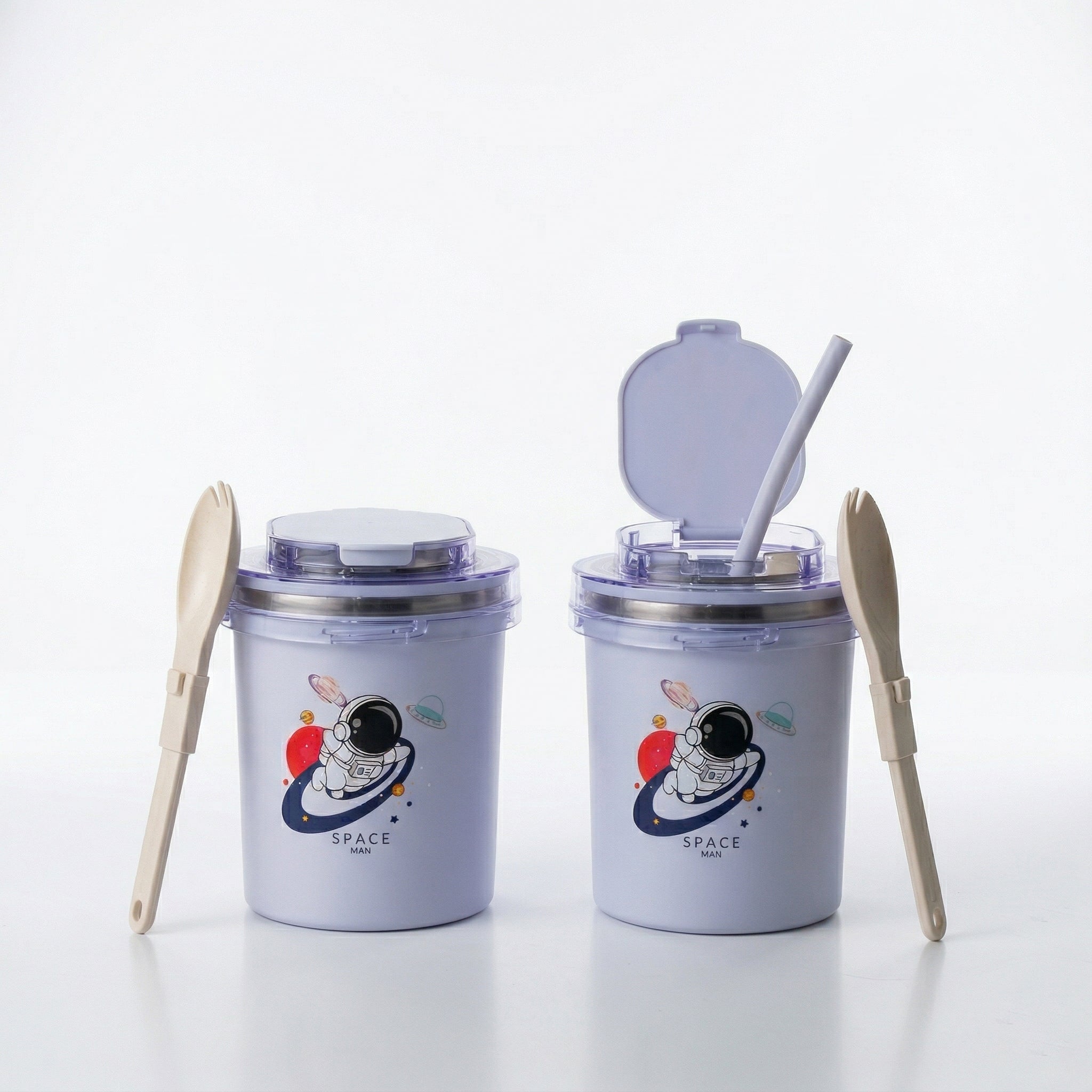 Insulated Kids Food Mug with Straw & Spoon