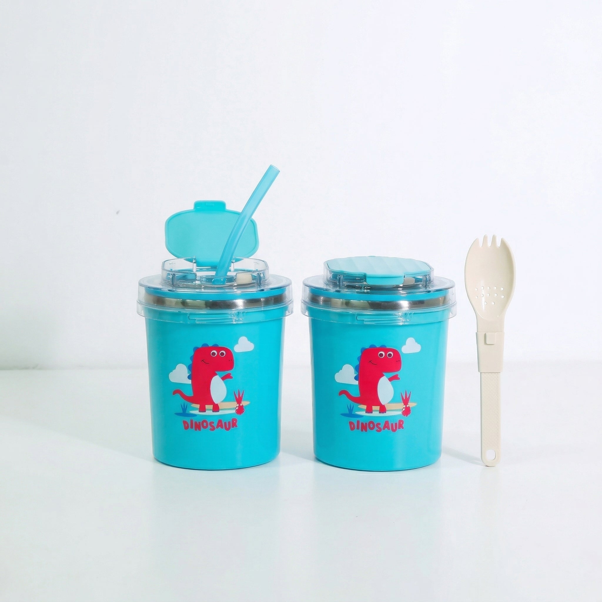 Insulated Kids Food Mug with Straw & Spoon