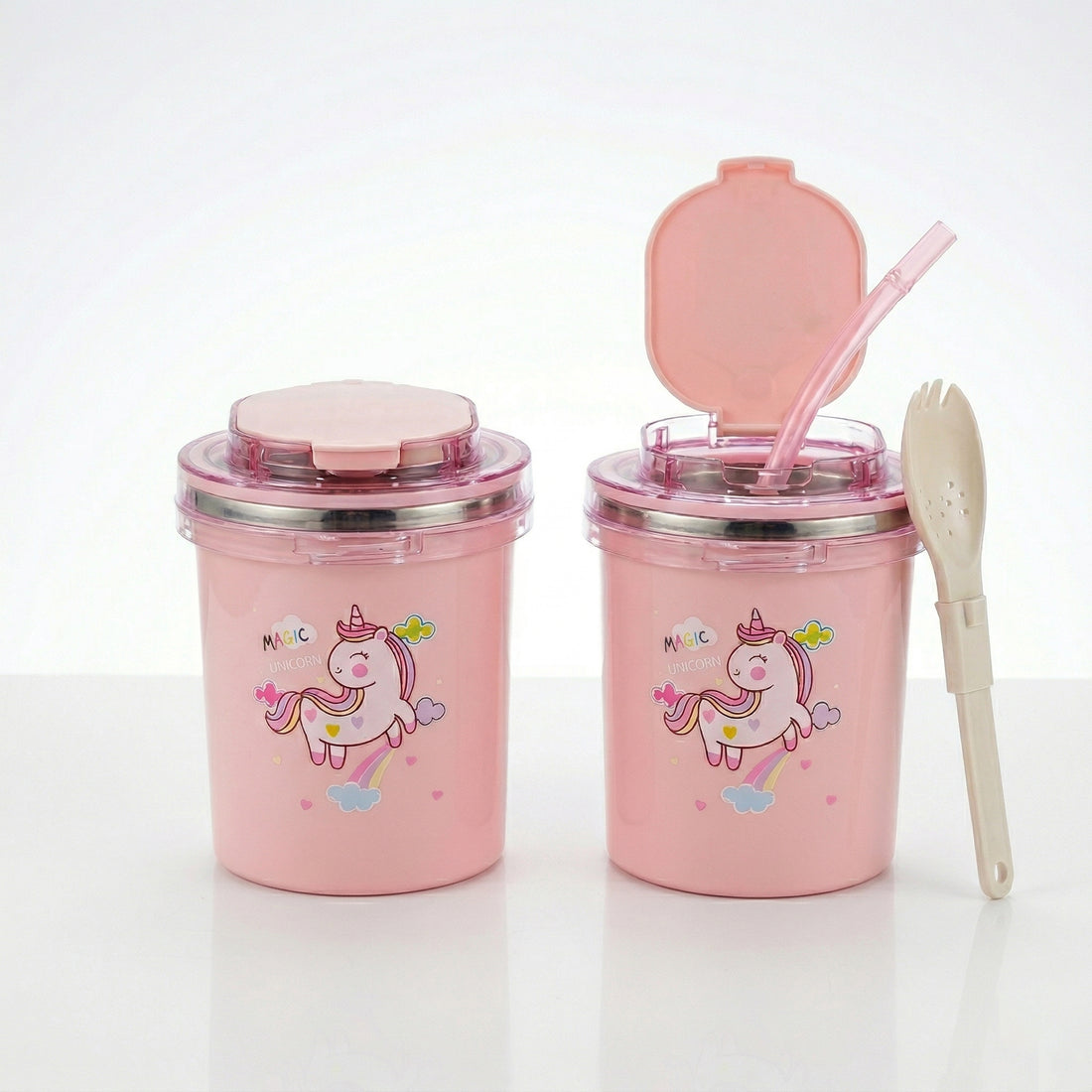 Insulated Kids Food Mug with Straw & Spoon